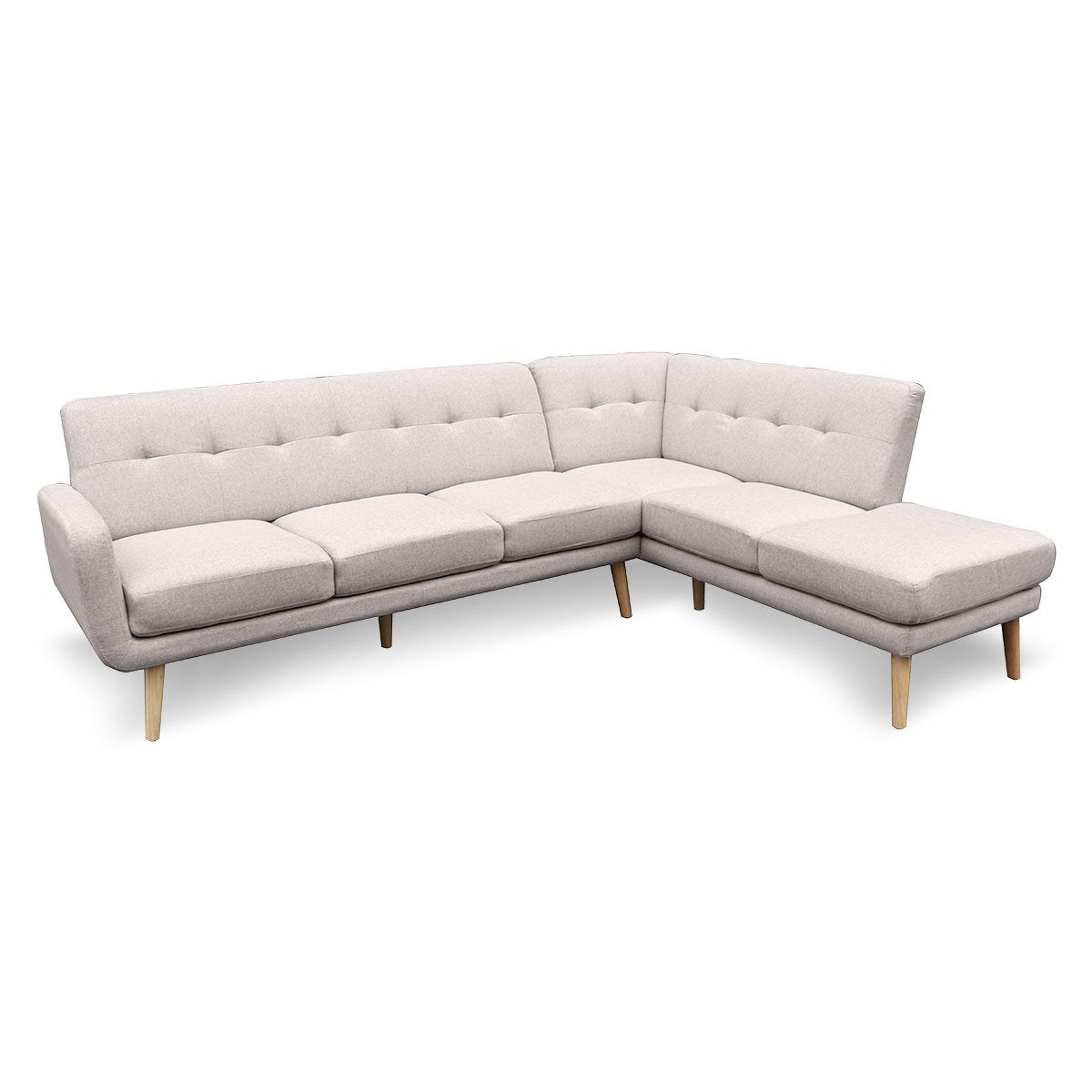 Sarantino Faux Linen Corner Sofa Lounge L-shaped Chaise - Light Grey