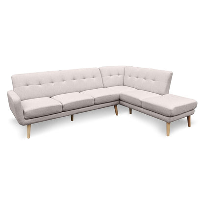Sarantino Faux Linen Corner Sofa Lounge L-shaped Chaise - Light Grey