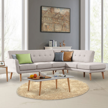Sarantino Faux Linen Corner Sofa Lounge L-shaped Chaise - Light Grey