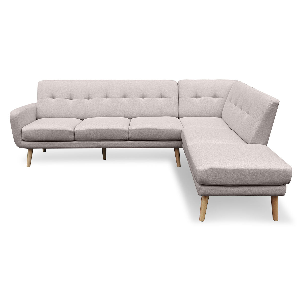 Sarantino Faux Linen Corner Sofa Lounge L-shaped Chaise - Light Grey