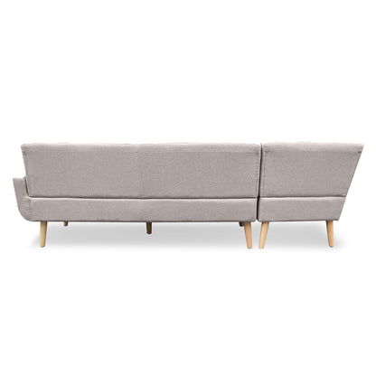 Sarantino Faux Linen Corner Sofa Lounge L-shaped Chaise - Light Grey