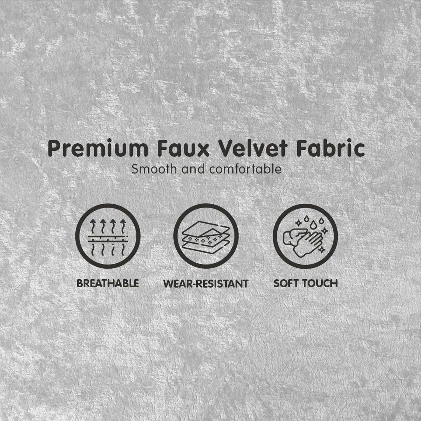 Sarantino 3 Seater Faux Velvet Sofa Bed Couch Furniture - Light Grey