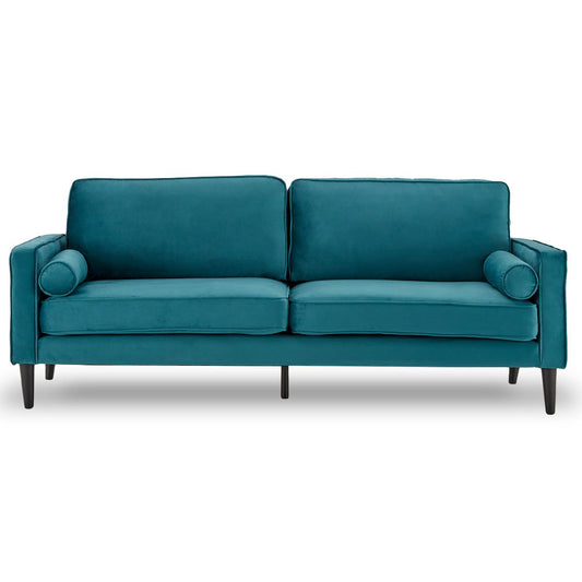Sarantino Faux Velvet Sofa Bed Suite - Blue