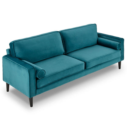 Sarantino Faux Velvet Sofa Bed Suite - Blue