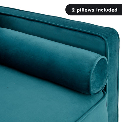 Sarantino Faux Velvet Sofa Bed Suite - Blue