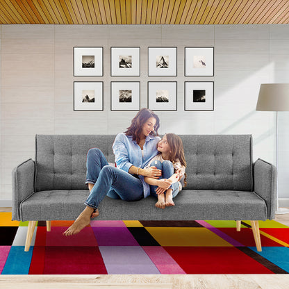 Sarantino 3 Seater Modular Linen Fabric Sofa Bed - Grey