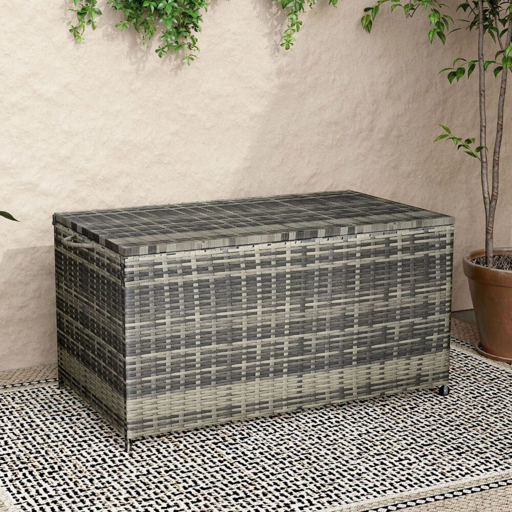 Outdoor Wicker Storage Box Garden 320L - Grey