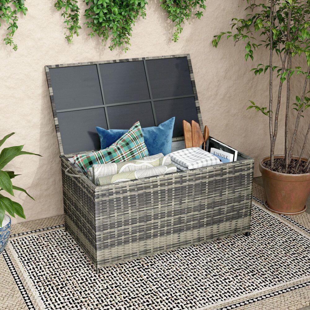 Outdoor Wicker Storage Box Garden 320L - Grey