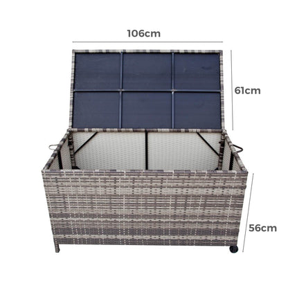 Outdoor Wicker Storage Box Garden 320L - Grey