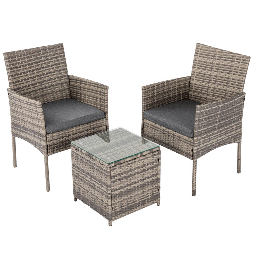 2 Seater Rattan Outdoor Furniture Chat Set - Mixed Grey