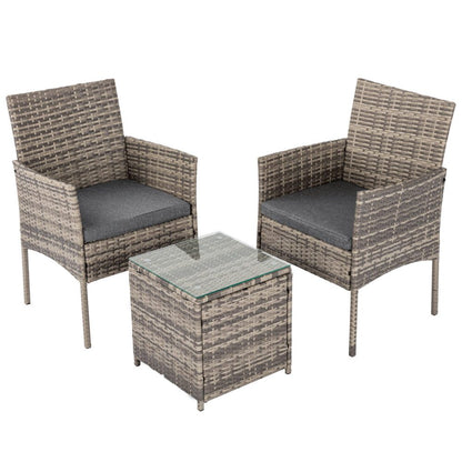 2 Seater Rattan Outdoor Furniture Chat Set - Mixed Grey