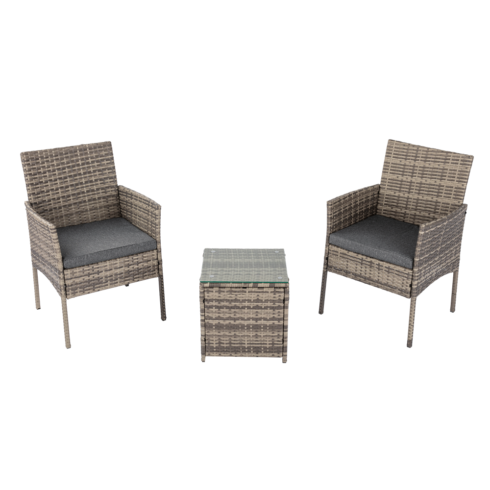 2 Seater Rattan Outdoor Furniture Chat Set - Mixed Grey