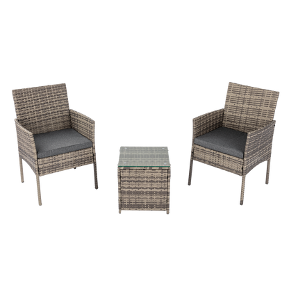 2 Seater Rattan Outdoor Furniture Chat Set - Mixed Grey