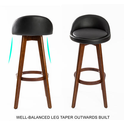 Set of 4 Leila Wooden Bar Stool - Black