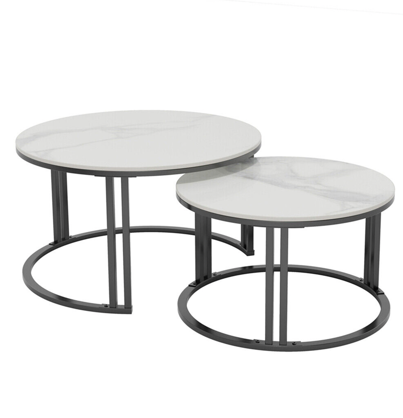 Premier Nested Coffee Table Set - White Marble Stone