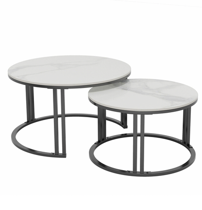 Premier Nested Coffee Table Set - White Marble Stone