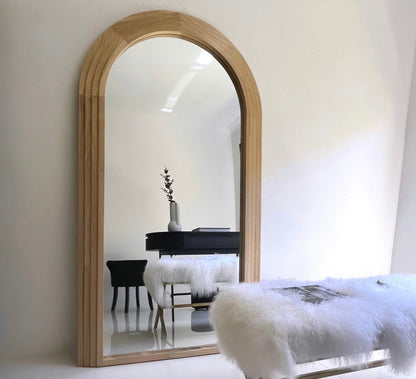Sierra Arched Step Mirror - Natural Wood