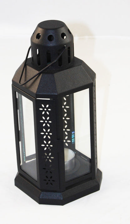 Vintage Black Metal Miner Lantern – Tealight Candle Holder