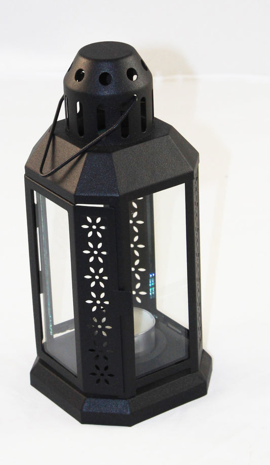 Vintage Black Metal Miner Lantern – Tealight Candle Holder