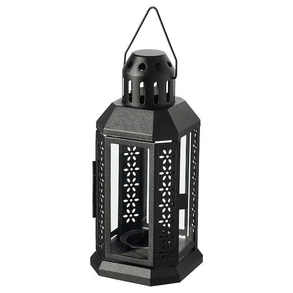 Vintage Black Metal Miner Lantern – Tealight Candle Holder