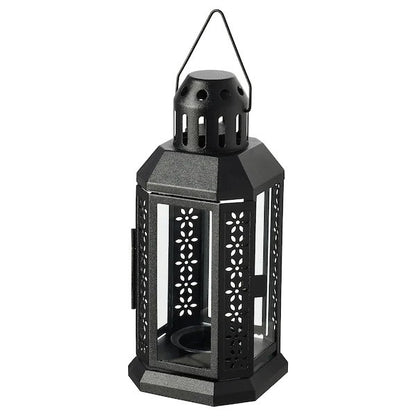 Vintage Black Metal Miner Lantern – Tealight Candle Holder