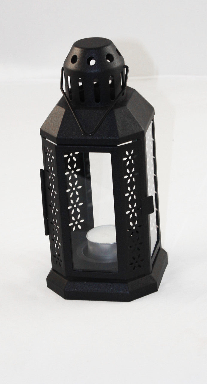 Vintage Black Metal Miner Lantern – Tealight Candle Holder