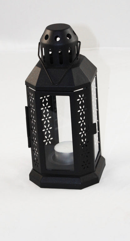 Vintage Black Metal Miner Lantern – Tealight Candle Holder