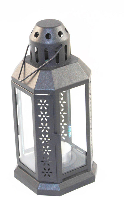 Sophisticated Dark Grey Metal Miner Lantern – Tealight Candle Holder
