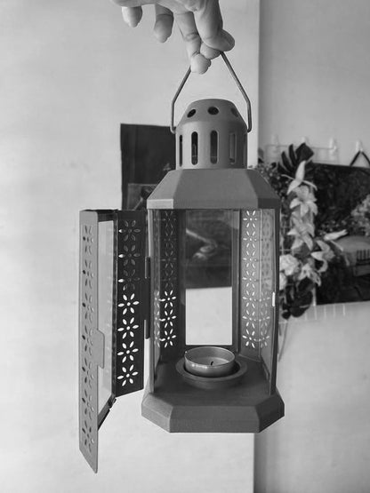 Sophisticated Dark Grey Metal Miner Lantern – Tealight Candle Holder