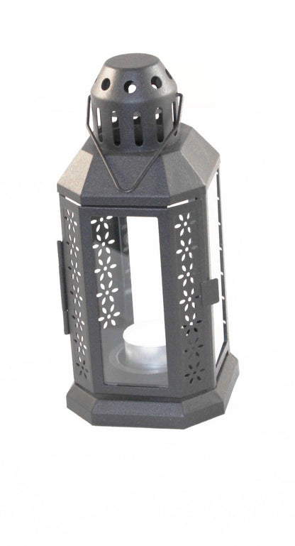 Sophisticated Dark Grey Metal Miner Lantern – Tealight Candle Holder
