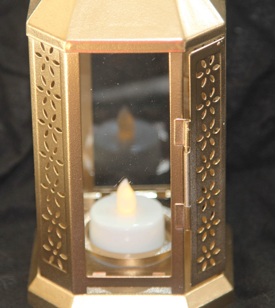 Elegant Gold Metal Miner Lantern – Tealight Candle Holder