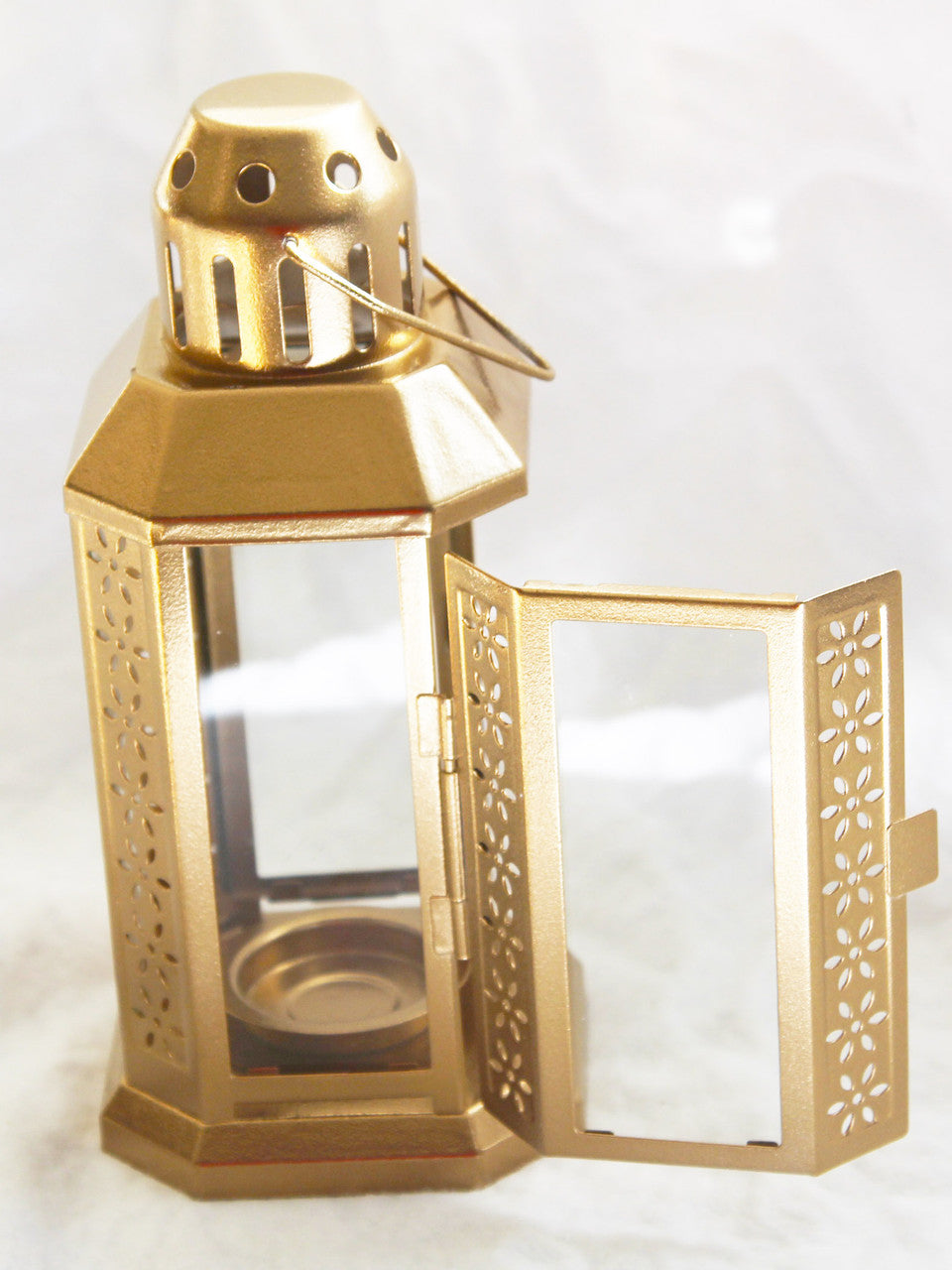 Elegant Gold Metal Miner Lantern – Tealight Candle Holder