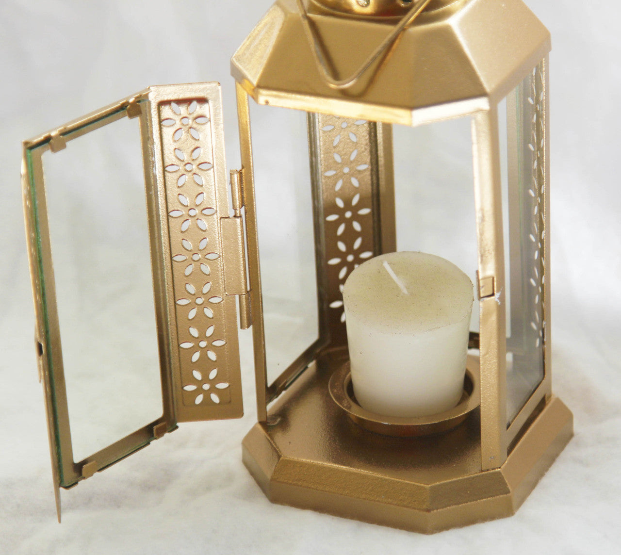 Elegant Gold Metal Miner Lantern – Tealight Candle Holder