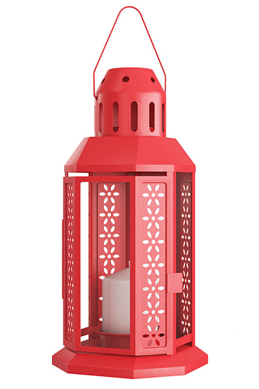 Bold Red Metal Miner Lantern – Tealight Candle Holder