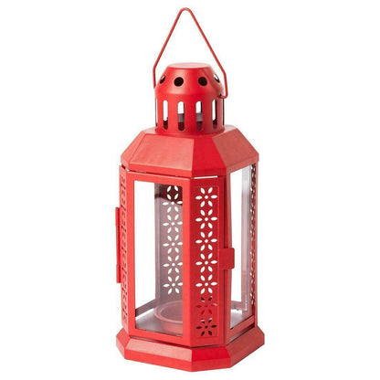 Bold Red Metal Miner Lantern – Tealight Candle Holder