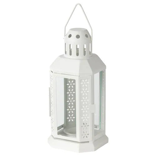 Classic White Metal Miner Lantern – Tealight Candle Holder