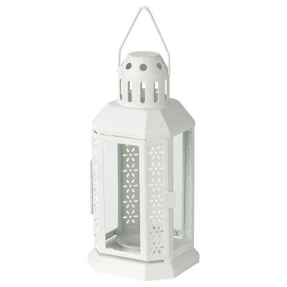 Classic White Metal Miner Lantern – Tealight Candle Holder