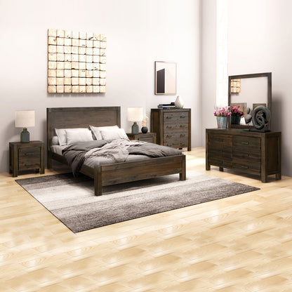 Nowra 5 Piece King Bedroom Suite in Solid Wood - Chocolate