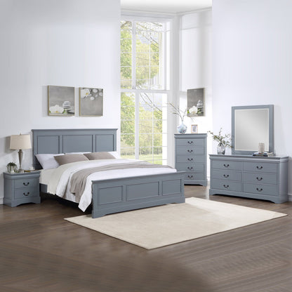 Spencer 5 Piece Queen Bedroom Suite in Solid Wood - Grey