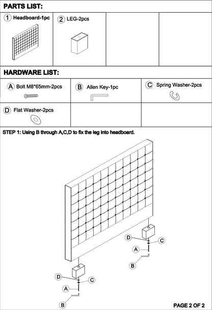 Queen Size | Cilantro Bed Headboard - Charcoal