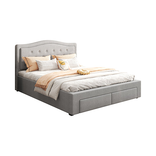 Emily Queen Bed Frame 4 Drawers - Grey