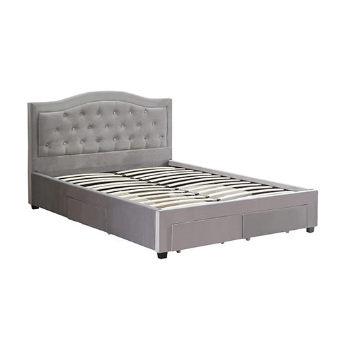 Emily Queen Bed Frame 4 Drawers - Grey