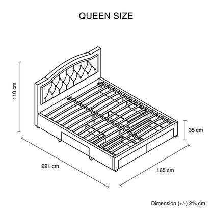Emily Queen Bed Frame 4 Drawers - Grey