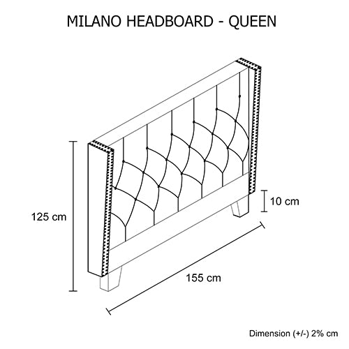 Queen Size | Milano Bed Headboard - Charcoal