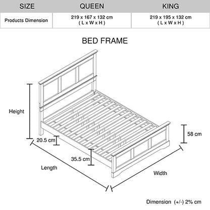 Spencer Queen Bed Frame - Grey