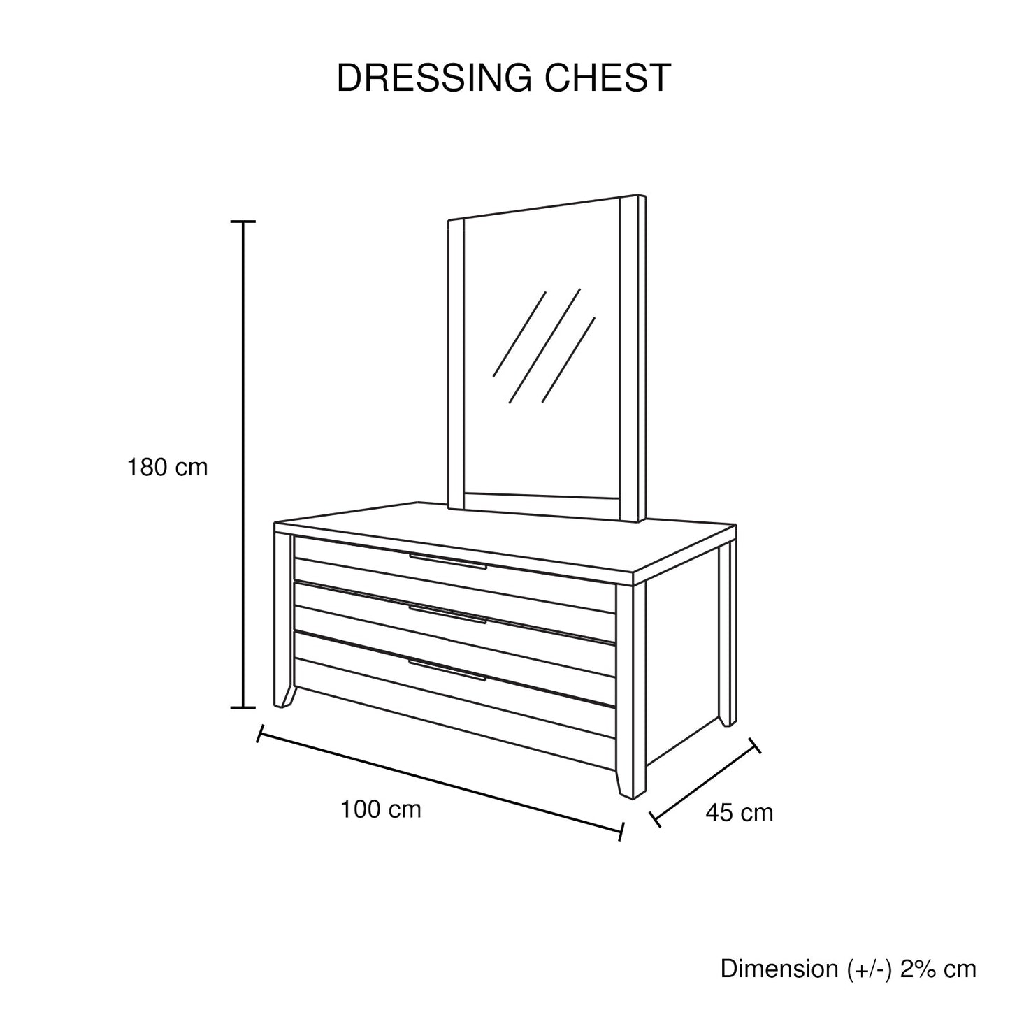 Cielo 3 Drawer with Mirror - Oak