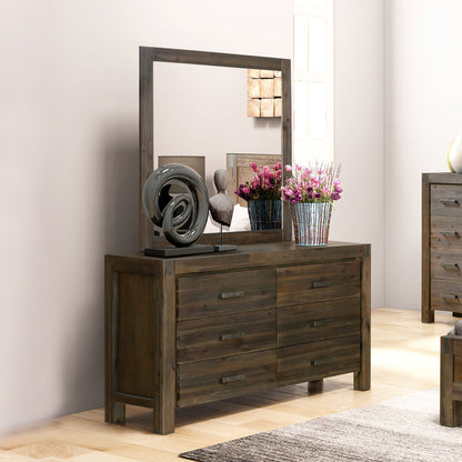 Nowra 6 Drawer with Mirror - Chocolate