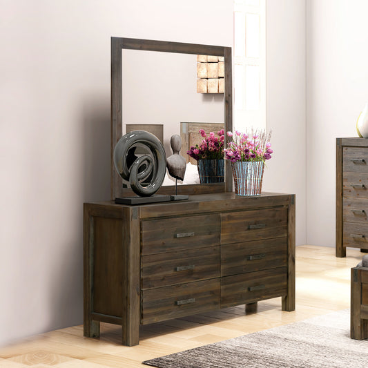 Nowra 6 Drawer with Mirror - Chocolate