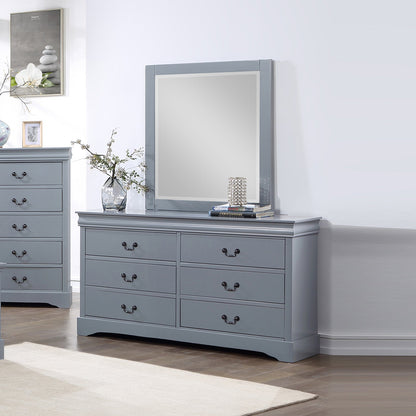 Spencer 6 Drawer with Mirror - Grey
