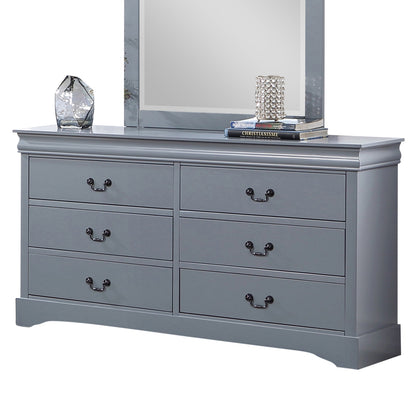 Spencer 6 Drawer with Mirror - Grey